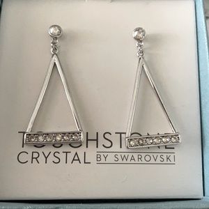 Touchstone crystal elegant silver earrings